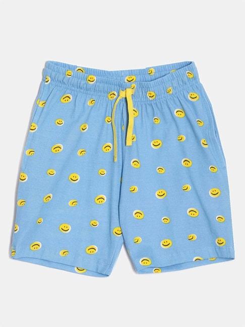 Dixcy Slimz Kids Blue & Yellow Cotton Printed Shorts