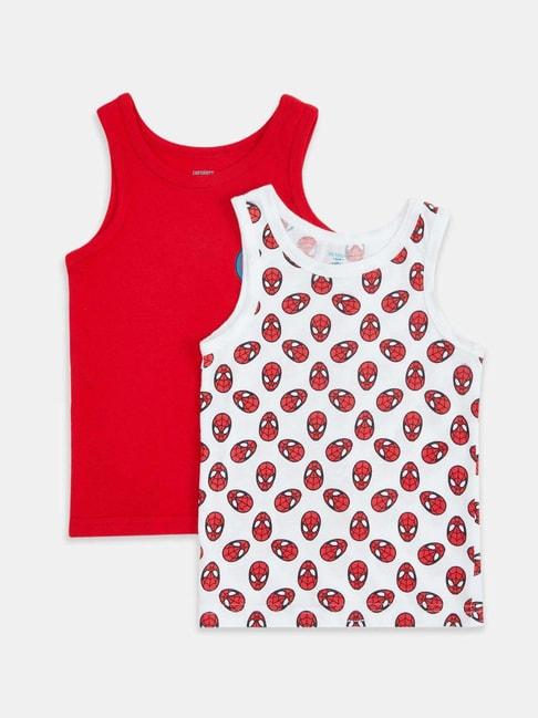 Pantaloons Junior Kids Red & White Cotton Printed Spiderman Vest (Pack of 2)