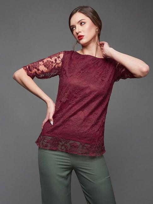 miss-chase-maroon-lace-top