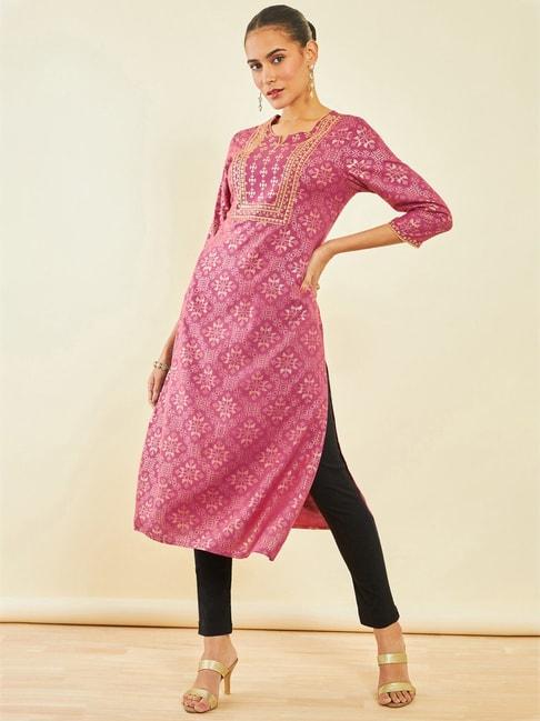 soch-pink-embroidered-straight-kurta