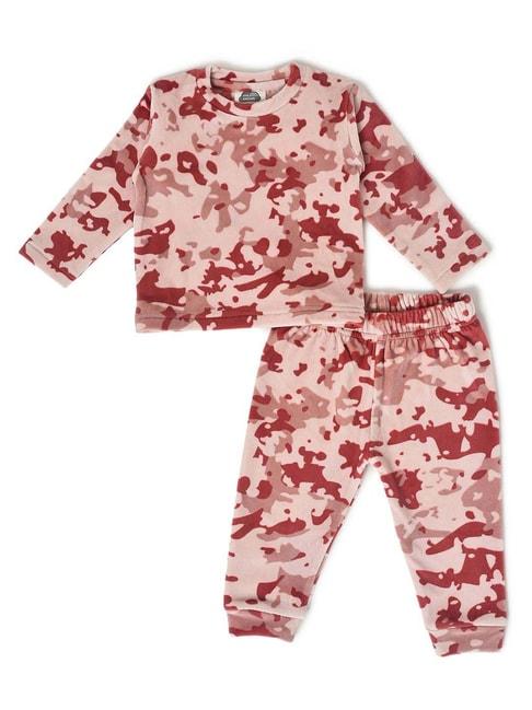 MiArcus Kids Maroon & Pink Camouflage Full Sleeves Top Set