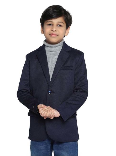 TAHVO Kids Navy Slim Fit Full Sleeves Blazer