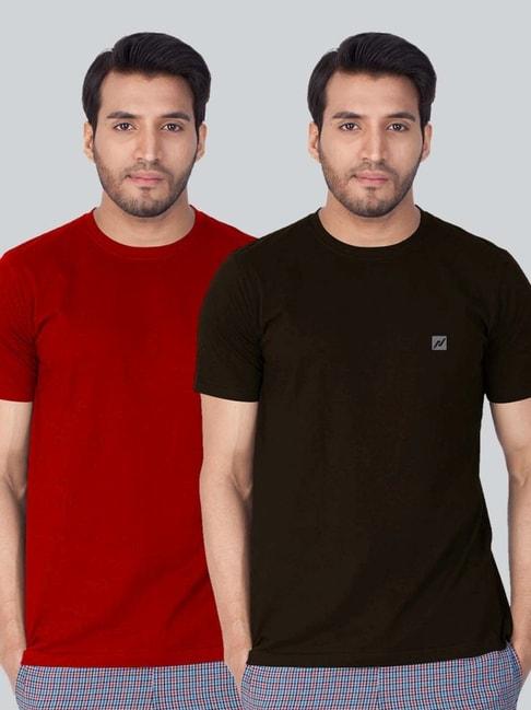 Lux Nitro Red & Black Regular Fit T-Shirt Pack of - 2