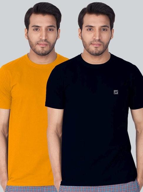 Lux Nitro Yellow & Navy Regular Fit T-Shirt Pack of - 2