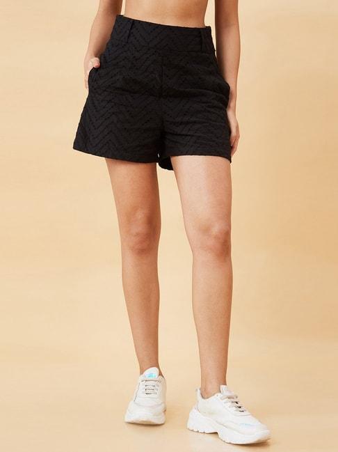 Globus Black Embroidered Shorts