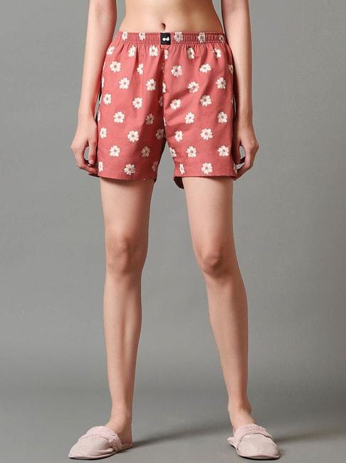 Bewakoof Coral Cotton Floral Print Boxer Shorts