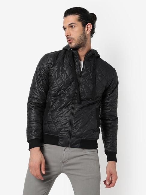 campus-sutra-black-regular-fit-quilted-hooded-jacket