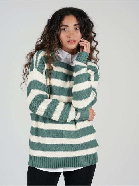 american-eagle-outfitters-green-&-white-striped-sweater