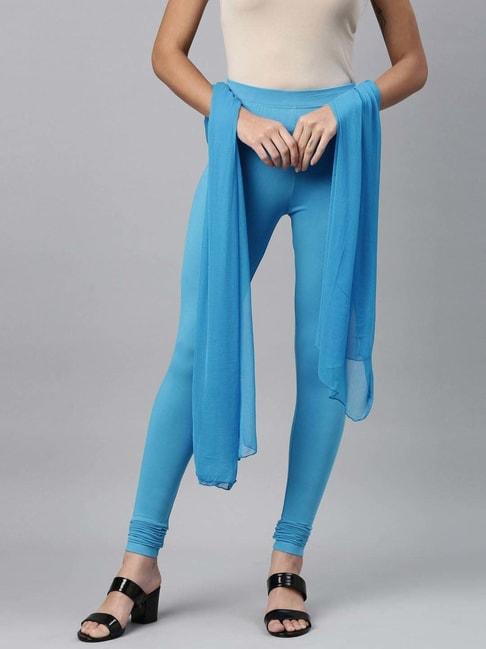 twin-birds-blue-cotton-full-length-leggings-with-dupatta