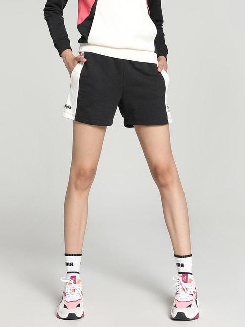 Puma Black & White Color-Block Sports Shorts