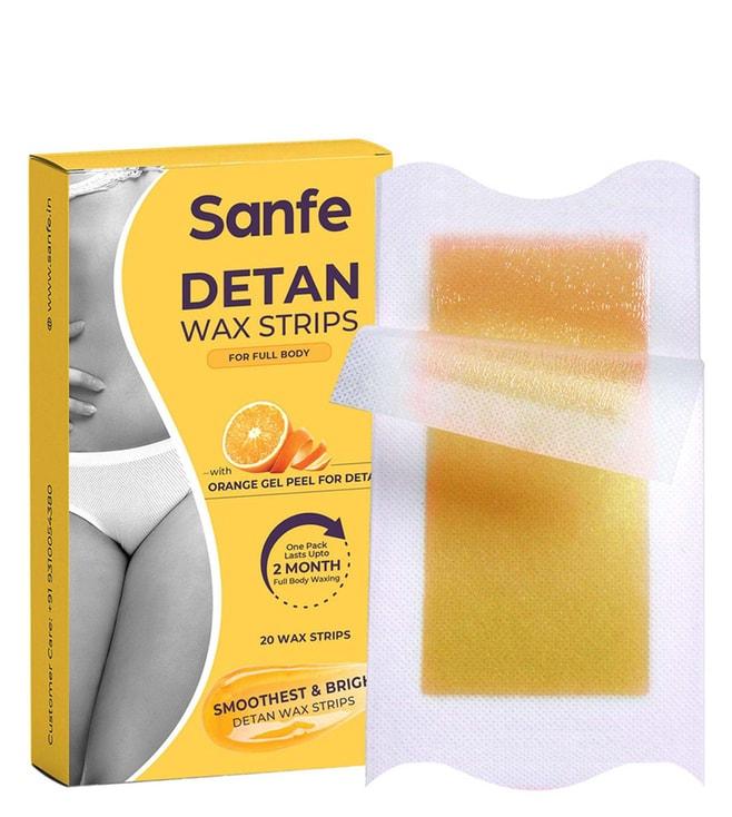 Sanfe Detan Wax Strips with Orange Gel Peel for Women - 20 Strips