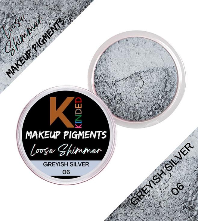 KINDED Loose Shimmer Makeup Pigments Powder Eyeshadow Highlighter 06 Greyish Silver - 3 gm