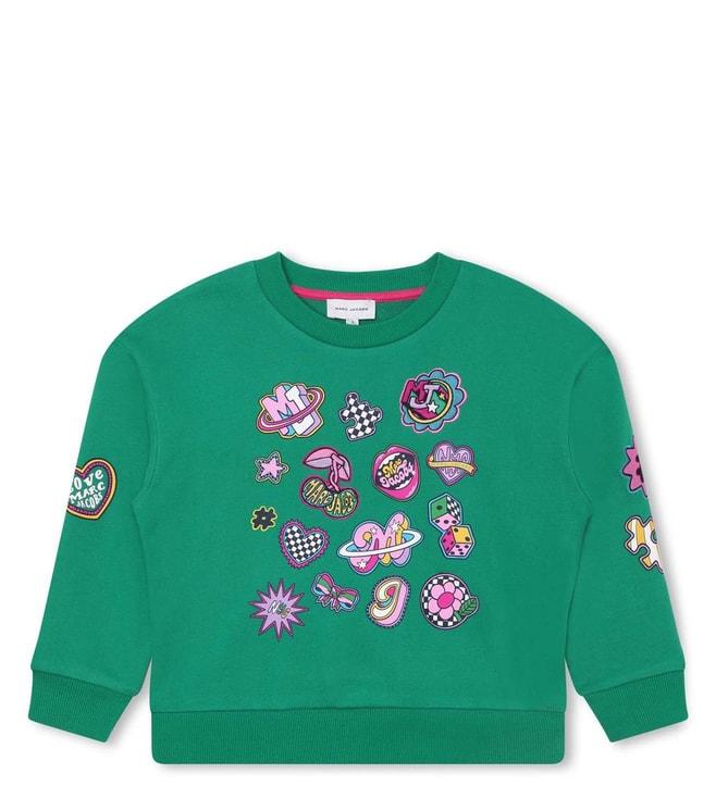 Marc Jacobs Kids Green Printed Regular Fit Sweatshirt