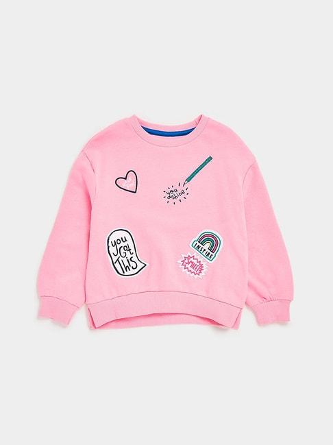 Mothercare Kids Pink Applique Full Sleeves Sweatshirt