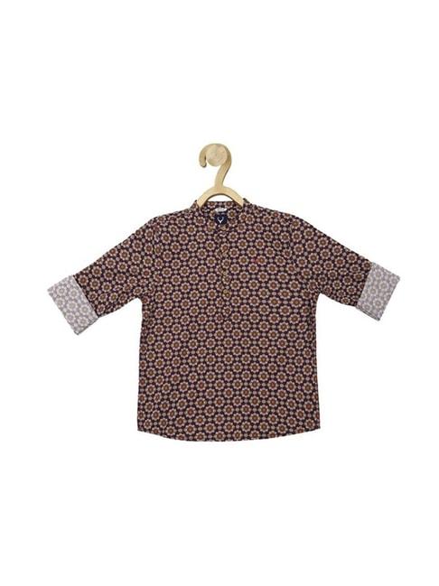 allen-solly-junior-brown-printed-full-sleeves-kurta-shirt
