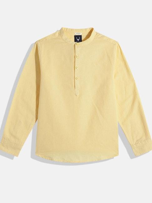 allen-solly-junior-yellow-solid-full-sleeves-kurta-shirt
