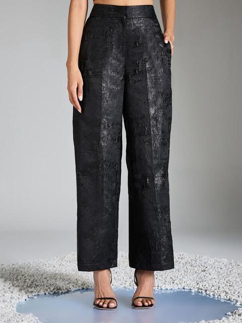 rsvp-black-self-design-trousers