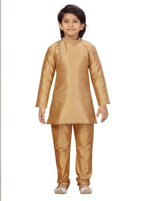 Aarika Kids Gold Printed Full Sleeves Kurta with Pyjama
