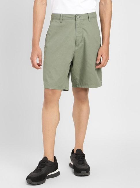 Levi's Olive Cotton Regular Fit Shorts