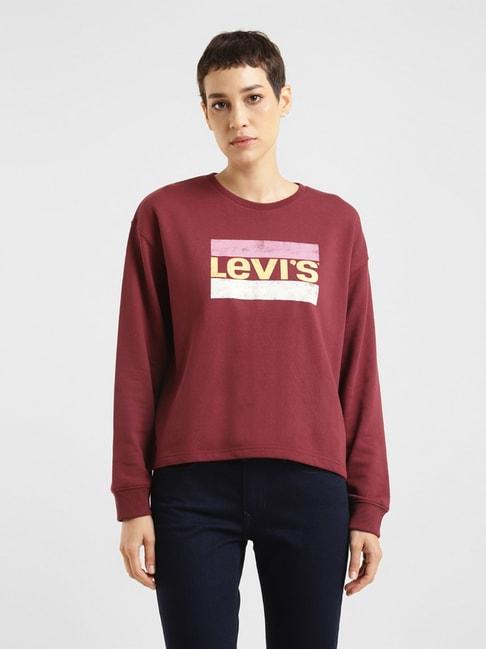 levi's-maroon-printed-pullover