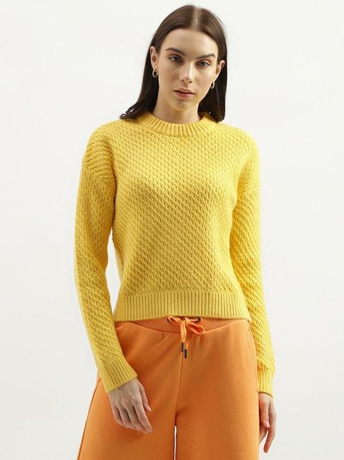 united-colors-of-benetton-yellow-self-design-sweater