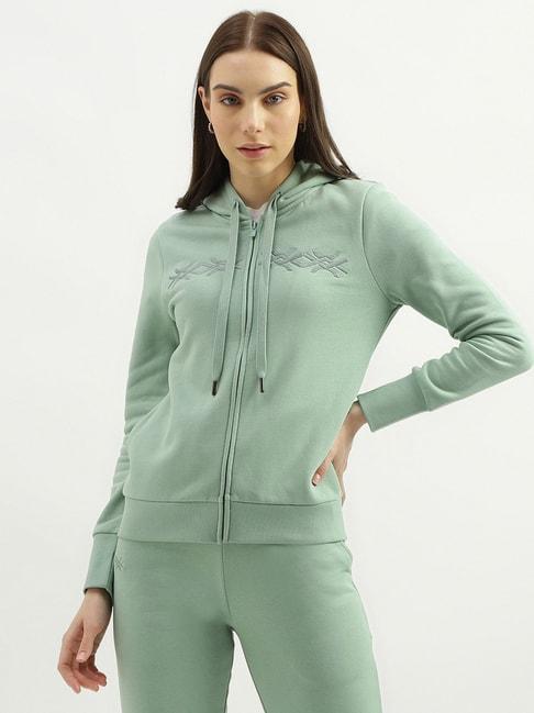 United Colors of Benetton Sage Green Embroidered Hoodie