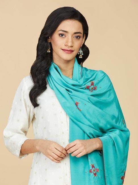 Fabindia Turquoise Embroidered Stole