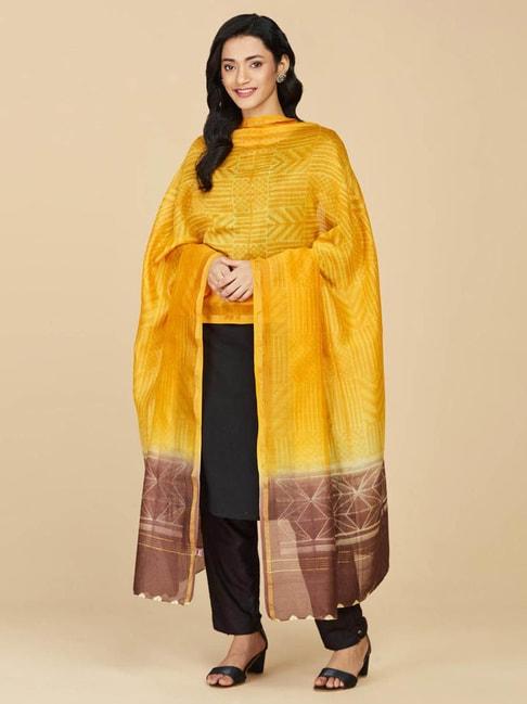 fabindia-mustard-cotton-silk-printed-dupatta