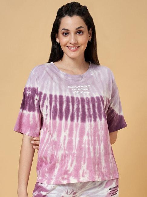 Ajile by Pantaloons Purple Cotton Tie & Dye Sports T-Shirt
