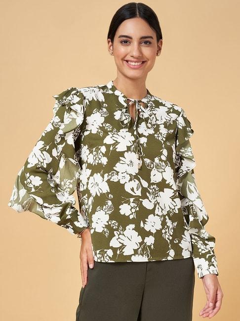 annabelle-by-pantaloons-olive-green-printed-top