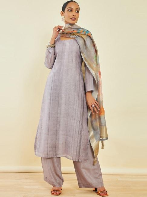 Soch Earth Chanderi Zari Woven Unstitched Dress Material with Dupatta