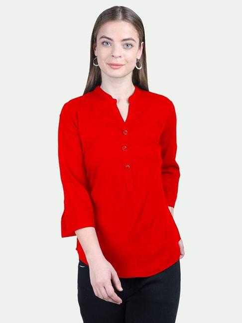 PATRORNA Red Regular Fit Tunic