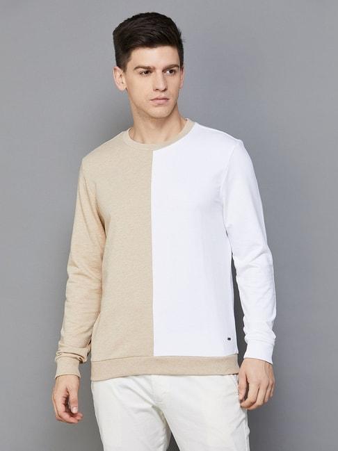 Code by Lifestyle White Regular Fit Colour Block Sweatshirt