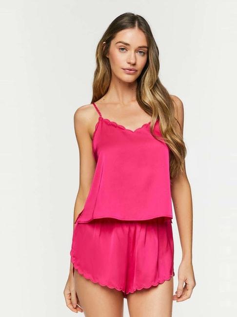 forever-21-pink-regular-fit-camisole-shorts-set