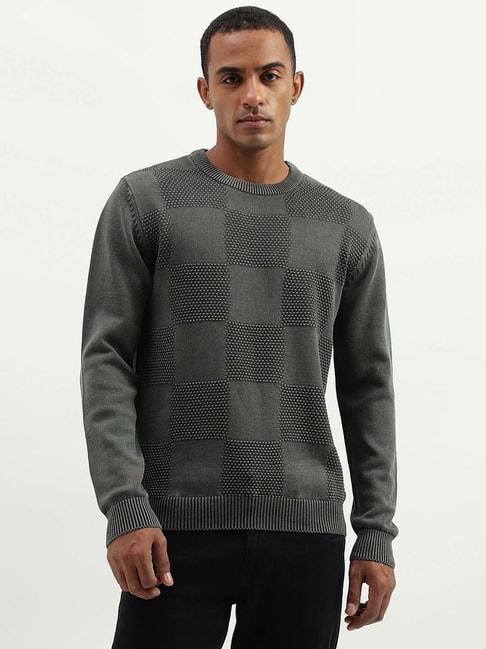 United Colors of Benetton Grey Regular Fit Textured Sweater
