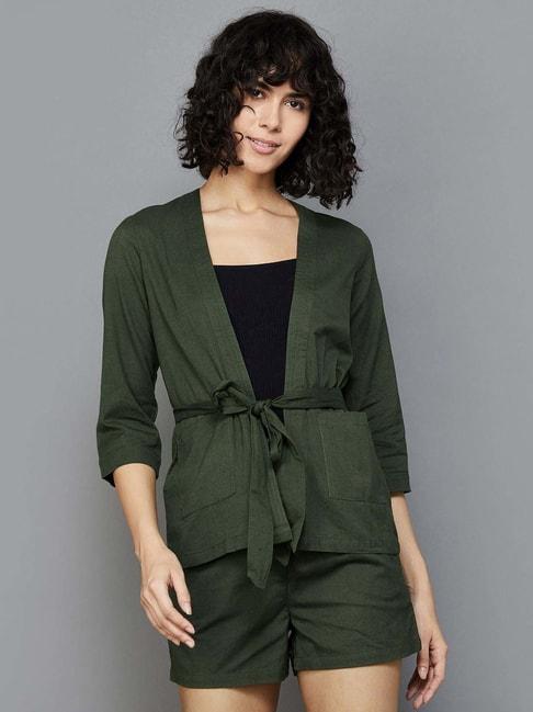 Fame Forever by Lifestyle Olive Green Cotton Shrug