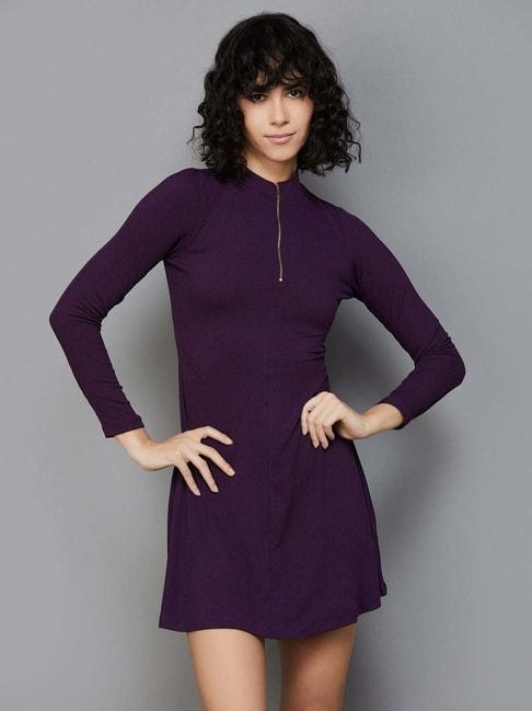 ginger-by-lifestyle-purple-a-line-dress