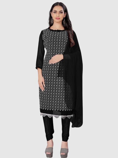 APNISHA Black Embroidered Unstitched Dress Material