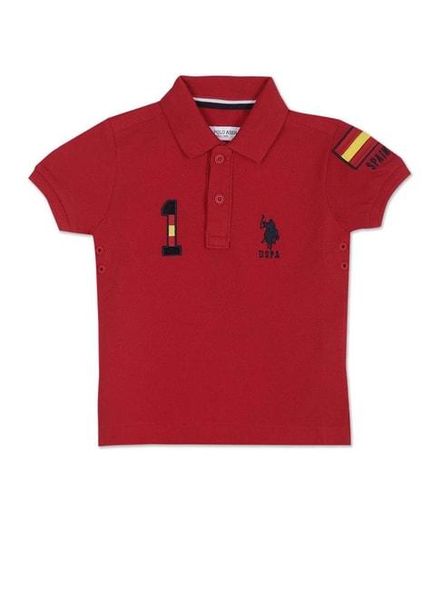 U.S. Polo Assn. Kids Red Cotton Embroidered Polo T-Shirt