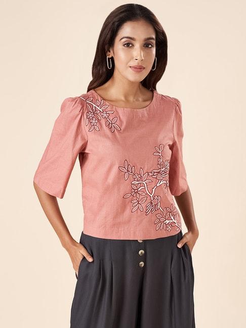 akkriti-by-pantaloons-pink-cotton-embroidered-top