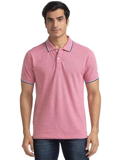 colorplus-light-red-cotton-tailored-fit-polo-t-shirt