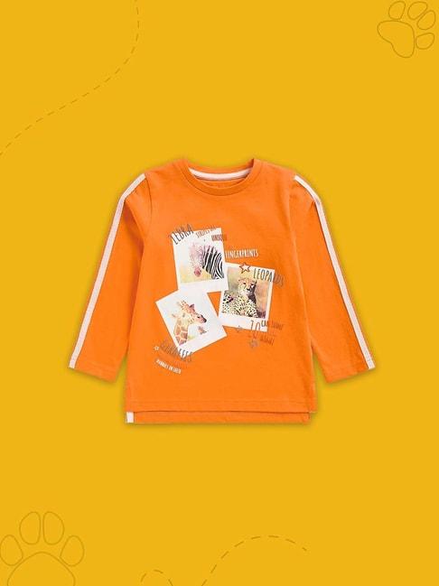 Mothercare Kids Orange Cotton Printed Full Sleeves Top