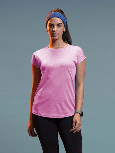 Lyra Pink Self Pattern Sports T-Shirt