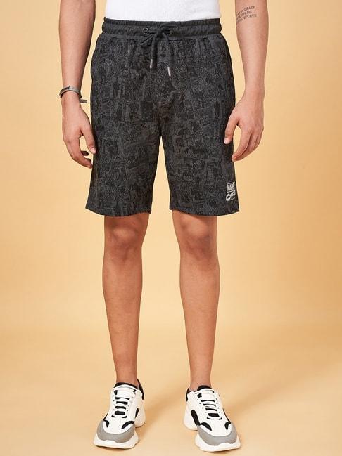 SF Jeans by Pantaloons Charcoal Cotton Slim Fit Printed Shorts