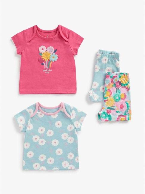 Mothercare Kids Multicolor Cotton Floral Print T-Shirt Set (Pack of 2)