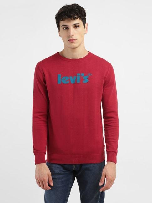 levi's-red-cotton-regular-fit-logo-printed-sweater