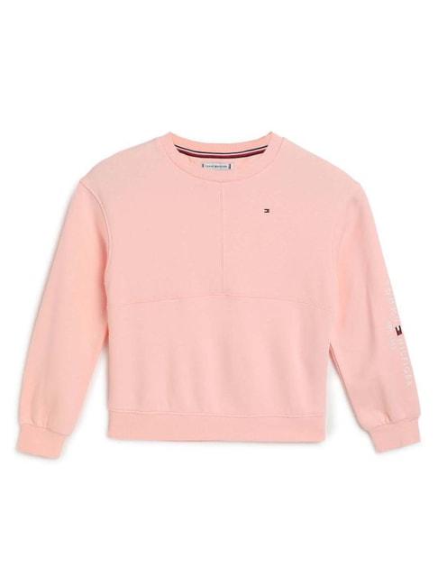 Tommy Hilfiger Kids Pink Crystal Logo Regular Fit Sweatshirt