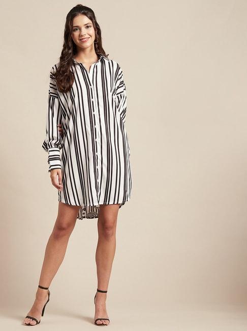Moomaya Black & White Striped T-Shirt Dress