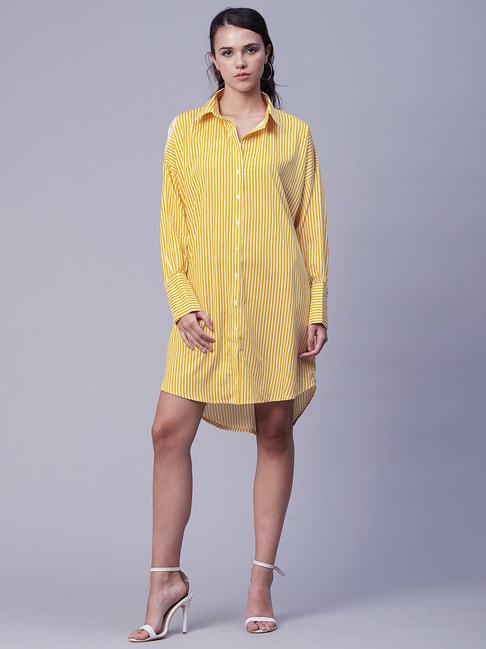 Moomaya Yellow Striped T-Shirt Dress