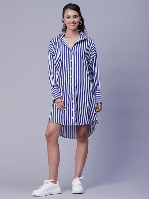 Moomaya Blue & White Striped T-Shirt Dress